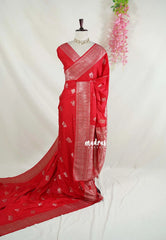 Spicy Red - Madhuram - Soft Matka Silk Floral Weaving with Rich Border and Pallu - Best for Diwali Festive
