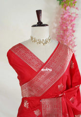 Spicy Red - Madhuram - Soft Matka Silk Floral Weaving with Rich Border and Pallu - Best for Diwali Festive
