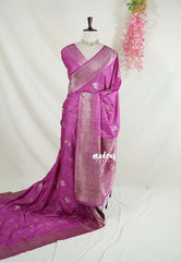 Magenta Pink - Madhuram - Soft Matka Silk Floral Weaving with Rich Border and Pallu - Best for Diwali Festive
