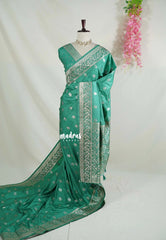 Pastel Jade Green - Madhuram - Soft Matka Silk Floral Weaving with Floral Border and Pallu - Best for Diwali Festive