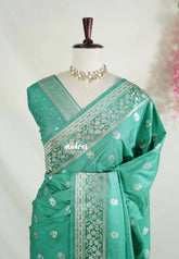 Pastel Jade Green - Madhuram - Soft Matka Silk Floral Weaving with Floral Border and Pallu - Best for Diwali Festive