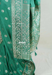 Pastel Jade Green - Madhuram - Soft Matka Silk Floral Weaving with Floral Border and Pallu - Best for Diwali Festive