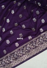 Jamun Purple - Madhuram - Soft Matka Silk Floral Weaving with Floral Border and Pallu - Best for Diwali Festive