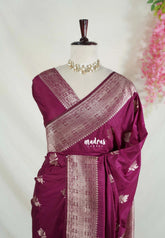 Wine Purple - Madhuram - Soft Matka Silk Floral Weaving with Rich Border and Pallu - Best for Diwali Festive
