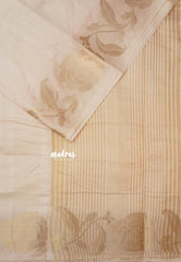 Half White - Madhuram - Soft Matka silk with grooves body and floral border