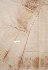 Half White - Madhuram - Soft Matka silk with grooves body and floral border