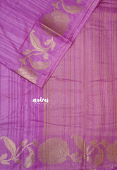 Magenta Lavender - Madhuram - Soft Matka silk with grooves body and floral border