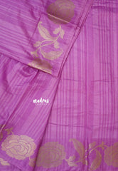 Magenta Lavender - Madhuram - Soft Matka silk with grooves body and floral border