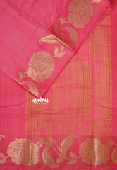 Peach Pink - Madhuram - Soft Matka silk with grooves body and floral border