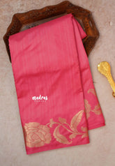 Peach Pink - Madhuram - Soft Matka silk with grooves body and floral border