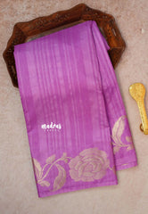 Magenta Lavender - Madhuram - Soft Matka silk with grooves body and floral border