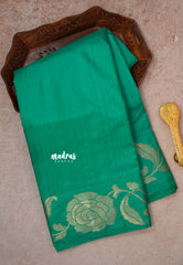 Teal Green - Madhuram - Soft Matka silk with grooves body and floral border