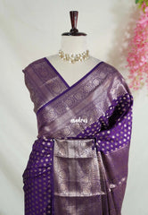 Rich Purple - Madhuram - Soft Matka Silk with Laksham Buttas Floral Border and Rich Pallu - Best for Diwali Festive