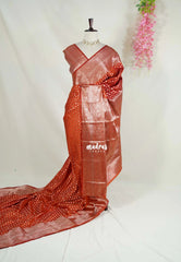 Rust Orange - Madhuram - Soft Matka Silk with Laksham Buttas Floral Border and Rich Pallu - Best for Diwali Festive