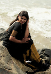 Black - Nayanthara Mookuthi Amman inspired Tissue zari pallu with gold border blouse