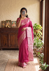 Queen's Pink - Madhuram - Soft Matka Silk with Laksham Buttas Floral Border and Rich Pallu - Best for Diwali Festive