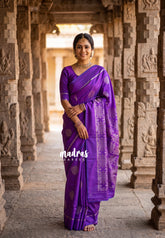 Dual Shade Magenta Purple - Kanimozhi - Soft Silk with Kolam Weaving Body and Rich Pallu - Best for Pooja Functions
