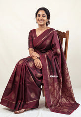 Dual Shade Araku Maroon - Kanimozhi - Soft Silk with Kolam Weaving Body and Rich Pallu - Best for Pooja Functions