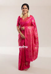 Dual Shade Queen's Pink - Kanimozhi - Soft Silk with Kolam Weaving Body and Rich Pallu - Best for Pooja Functions