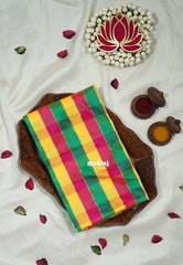 Yellow, Pink and Green - Mayuri - Premium Silk Madras Checks Paalum Pazhamum Kattam Running Blouse Fabric