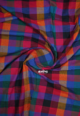 Multicolor-D4 - Madras Checks Pure Cotton Blouse Fabric | Soft Breathable Cotton Best for Frocks/Dresses/Anarkali/shirts/Kurtis