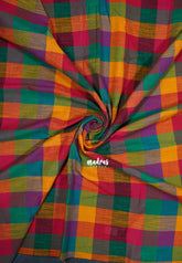 Multicolor-D3 - Madras Checks Pure Cotton Blouse Fabric Height | Soft Breathable Cotton Best for Frocks/Dresses/Anarkali/shirts/Kurtis