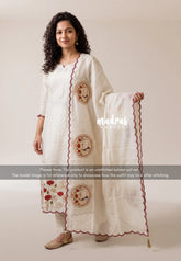 Amitha – Taupe - Amitha - Tissue Silk Heavy Work Pichwai Suit Embroidery Set with Scallop