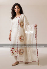 Amitha – Taupe - Amitha - Tissue Silk Heavy Work Pichwai Suit Embroidery Set with Scallop