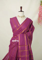 Muted Magenta Pink - Subbulakshmi - Sungudi 100 Count Saree Velthari with Rettapet kodi Border with Blouse Combo - Best for Casual Wear | Summer Wear | Temple visit