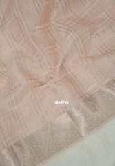 Pastel Blus Pink - Maheswari - Premium Cotton Tissue Silk with Zari Waving and zardosi Embroidery Work in Pallu - Perfect for Festive Wear