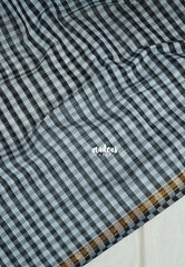 White & Black - Maheswari - Nayanthra Inspired Premium Lightweight Cotton Silk with Small Border - Perfect for Festive Wear