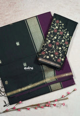 Jamun purple - Maheswari - Premium lightweigt cotton silk with exclusive embroidery blouse fabric