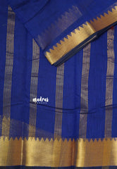 MS Blue - Maheswari - lightweigt cotton silk with rich gold border
