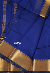 MS Blue - Maheswari - lightweigt cotton silk with rich gold border