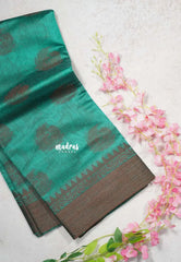 Peacock Green - Maheswari - Lightweight cotton silk saree Thread Weaving body with Buttas - Best for Small Functions