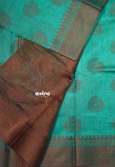 Peacock Green - Maheswari - Lightweight cotton silk saree Thread Weaving body with Buttas - Best for Small Functions