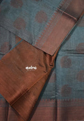 Lead Grey - Maheswari - Lightweight cotton silk saree Thread Weaving body with Buttas - Best for Small Functions