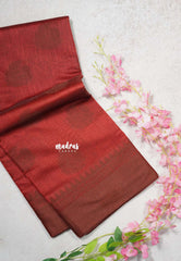 Rust Red - Maheswari - Lightweight cotton silk saree Thread Weaving body with Buttas - Best for Small Functions