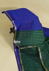 MS Blue - Maheswari - Premium lightweight cotton silk with contrast pallu and blouse