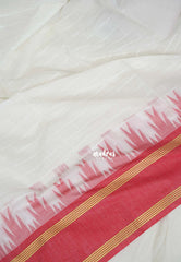 Ivory White - Maheswari - Premium Lightweight Cotton Silk with Rettapet and Temple Border - Perfect for Festive Wear