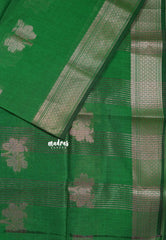 Regal Parrot Green - Maheswari - Cotton Silk with Buttas and Small Border - Best for Small Functions