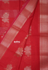 Dual Shade Red - Maheswari - Cotton Silk with Buttas and Small Border - Best for Small Functions