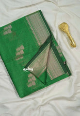Parrot Green - Maheswari - Cotton Silk with Buttas and Small Border - Best for Small Functions
