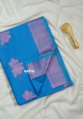 Neelanjali Blue - Maheswari - Cotton Silk with Buttas and Small Border - Best for Small Functions