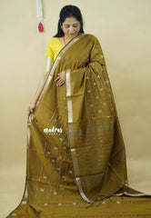 (PRE-BOOKING) Honey Olive - Maheswari - Cotton silk with getti border and kattam body - Best for small occasion