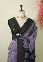Lilac Glow - Maheswari - Lightweight Cotton Silk Saree with Temple Border - Perfect for Small Functions