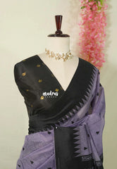 Lilac Glow - Maheswari - Lightweight Cotton Silk Saree with Temple Border - Perfect for Small Functions