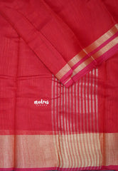 Carmine Red - Maheswari - Maheswari cotton silk with tissue border - Best for Simple Functions