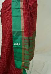 Majestic Maroon with Green - Arani semi silk saree with weaving plus buttas - Best for Regular Wear | Temple visit