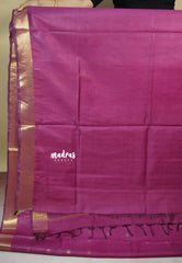 Magenta Pink - Mangalgiri semi pattu buttas body with zari border
